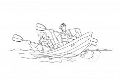 Kayak Travelling Couple People Together Vector Illustration Product Image 1