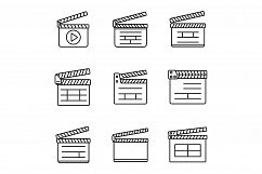 Cinema clapper icons set, outline style Product Image 1