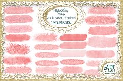 Brush Strokes in Blush Pink - Pink Glitter - Digital Clipart 24 of beautiful PNG files Product Image 1
