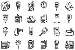 Ph meter icons set, outline style Product Image 1