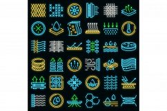 Fabric feature icons set vector neon Product Image 1