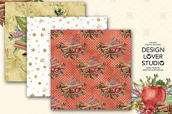 Watercolor Apple Cinnamon digital paper pack Product Image 6