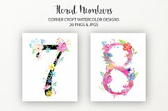 Watercolor Floral Number Illustration Product Image 3