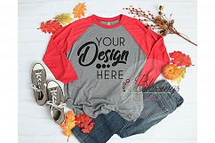 Fall Raglan Shirt Mockup Next Level 6051 Baseball TShirt Product Image 1