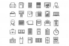 Office manager plan icons set, outline style Product Image 1