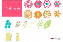 Summer colors flowers. Clip art and digital papers collection. Product Image 2
