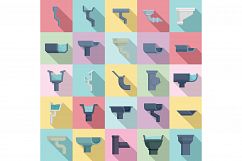 Gutter icons set, flat style Product Image 1