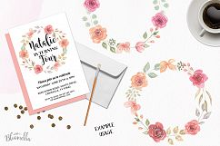Rose Watercolor Floral Wreaths 8 Red Peach Flower Wedding Product Image 3