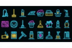 Cleaner equipment icons set vector neon Product Image 1