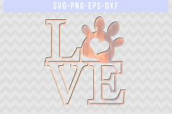 Love Dog SVG Cut File, Pet Dog Papercut, Paw, DXF, EPS, PNG Product Image 2