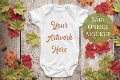 Onsie, Infant bodysuit Mockup, autumn leaves Product Image 1