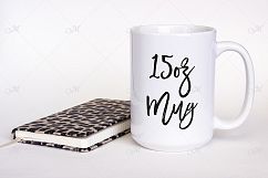 15 oz White Mug Mockup. PSD + JPG Product Image 1