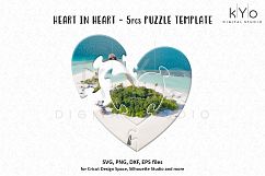 Heart Shape Jigsaw Puzzle Template AI EPS SVG DXF PNG files Product Image 2