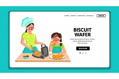 Biscuit Wafer Cooking Mother With Daughter Vector Product Image 1