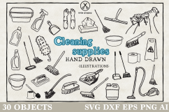 Cleaning Supplies Illustration Pack - SVG DXF EPS PNG -VB Product Image 1