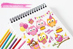 Birthday Owls Girls  graphics and illustrations Product Image 3