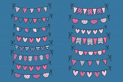 Cute Valentine love buntings clipart pink clip art Product Image 3