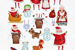 Merry Christmas clipart pack with Santa and digital paper Product Image 2