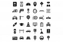 Driving school icons set, simple style Product Image 1