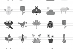 166 Nature &amp; Outdoor Flat Greyscale Icons Product Image 2