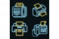 Fax icon set vector neon Product Image 1
