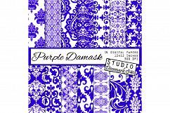 Purple Damask Digital Paper - Wedding Papers Product Image 1