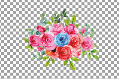 Boho pink and blue watercolor wedding bouquets, floral png Product Image 15