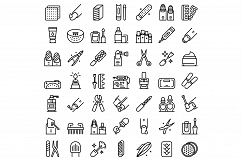 Equipment for manicure icons set, outline style Product Image 1