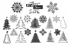 Fir-trees and snowflakes set Product Image 2