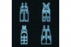 Overalls icon set vector neon Product Image 1