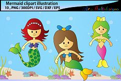 Mermaid clip art / water girls / High Quality / beauty girl clipart / mermaid vector / mermaid cutfile / EPS / PNG / SVG / DXf / icon Product Image 2
