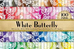 100 Seamless White Watercolor Butterfly Digital Papers Product Image 1