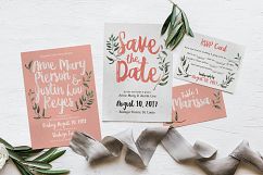 Rustic Pink &amp; Green Wedding Invitation Suite Product Image 1