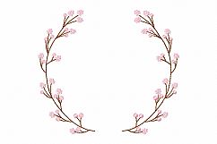 Sakura Floral Wreath Font Frame Monogram Design - EMBROIDERY DESIGN FILE - Instant download - Vp3 Hus Dst Jef Pes formats hoop 4x4 5x7 6x10 Product Image 6