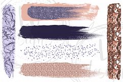 Rose Gold And Blue Brush Strokes, Glitter Overlay Strokes Product Image 3