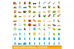 100 universal icons set, cartoon style Product Image 1