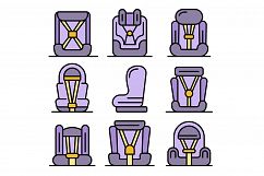 Baby car seat icons set vector flat Product Image 1