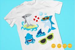 Summer Sharks cutting files svg, dxf, pdf, eps included - cut files for cricut and silhouette - Cutting Files SG Product Image 2