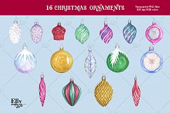 Clip Art Watercolor Christmas Ornaments Product Image 2