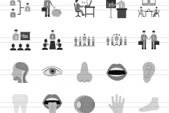 100 Humans &amp; Anatomy Flat Greyscale Icons Product Image 2