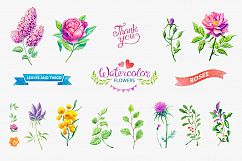 Watercolor flowers and leaves pack Product Image 5