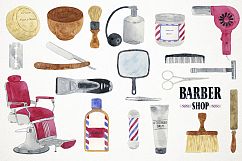 Watercolor Barber Shop Clipart, Barber Shop Clip Art Product Image 2
