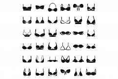 Woman bra icons set, simple style Product Image 1