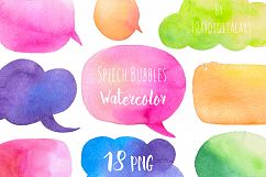 Watercolor Speech Bubbles Clipart Hand Painted Product Image 1