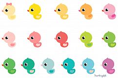 Cute rubber duck clipart, Colorful baby shower ducky clipart Product Image 1