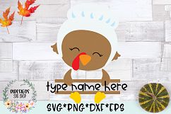 Turkey Pilgrim Girl Split Name Monogram SVG Cut File Product Image 1