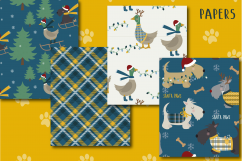 Dogs &amp; Ducks at Christmas clipart &amp; paper set Product Image 6