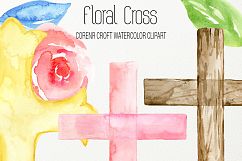 Watercolor clipart floral cross Product Image 2