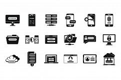 Account multi-factor authentication icons set, simple style Product Image 1