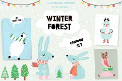 Winter forest cartoon set Product Image 1